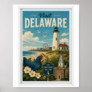 Besuchen Sie Delaware Travel Vintage Poster