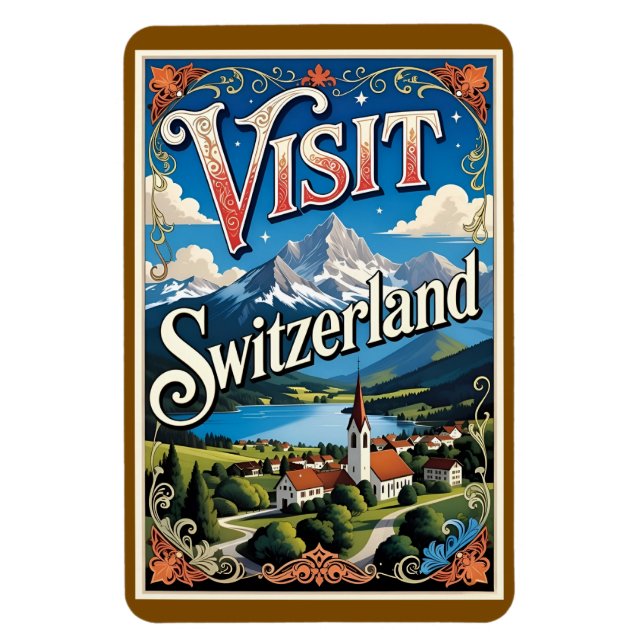Besuchen Sie den Reiseplakat Schweiz, Magnet (Vertikal)
