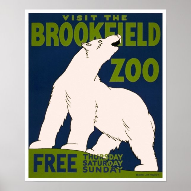 Besuchen Sie den Zoo Brookfield - Polar Bear Vinta Poster (Vorne)
