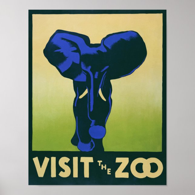 Besuchen Sie den Zoo Elephant Vintage Travel Poster (Vorne)