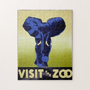 Besuchen Sie den Zoo - Elephant - Vintages WPA-Pos Puzzle