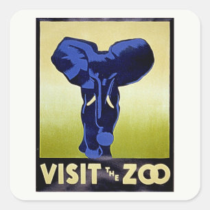 Besuchen Sie den Zoo - Elephant - Vintages WPA-Pos Quadratischer Aufkleber