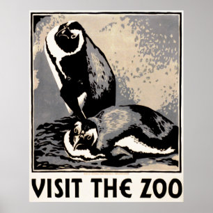 Besuchen Sie den Zoo - Pinguin WPA Poster