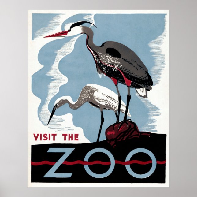 Besuchen Sie den Zoo - Travel WPA Poster (Vorne)