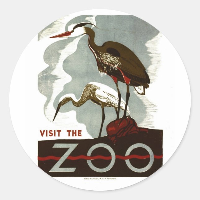 Besuchen Sie den Zoo - WPA Poster - Runder Aufkleber (Vorderseite)