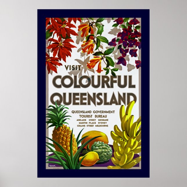 Besuchen Sie die farbenfrohe Queensland Poster (Vorne)