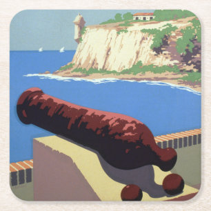 Besuchen Sie die Festung El Morro, Puerto Rico, Al Rechteckiger Pappuntersetzer
