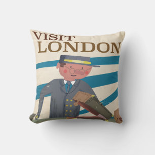 Besuchen Sie die Londoner Vintage-Poster-Kunst Kissen