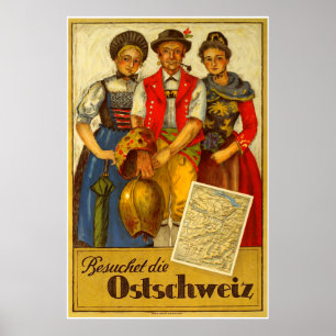 Besuchen Sie die Ostschweiz, Vintage-Reiseposter Poster