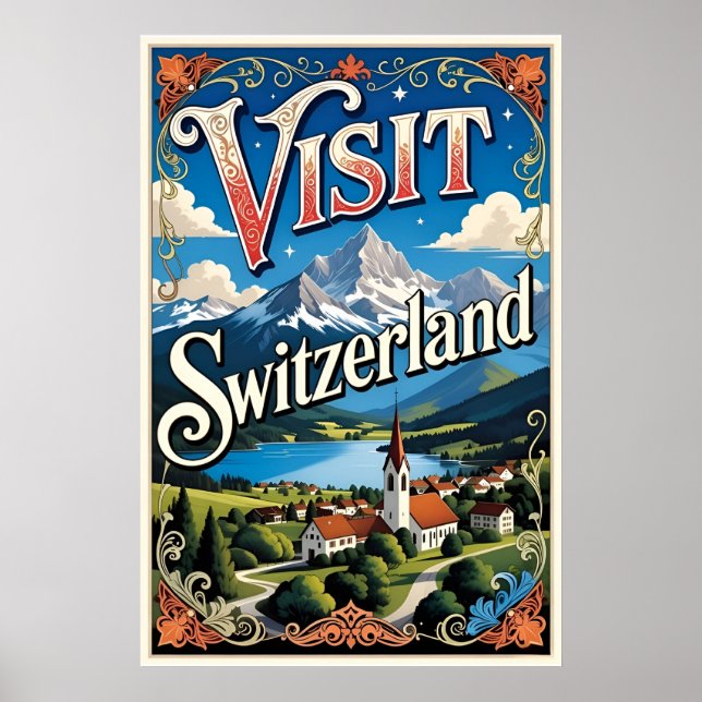 Besuchen Sie die Schweiz Reiseplakat Poster (Vorne)