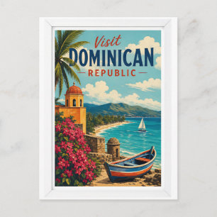 Besuchen Sie Dominican Republic Travel Vintage Postkarte