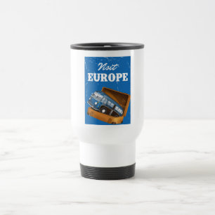 Besuchen Sie Europa Vintagen Urlaubstext. Reisebecher