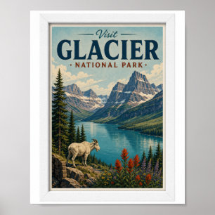 Besuchen Sie Glacier National Park Reise Vintage Poster