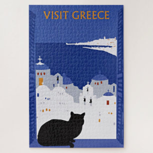 Besuchen Sie Griechenland, Santorini Vintage-Reise Puzzle