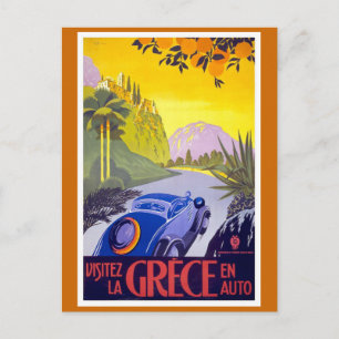 "Besuchen Sie Griechenland" Vintage Reiseplakat Postkarte