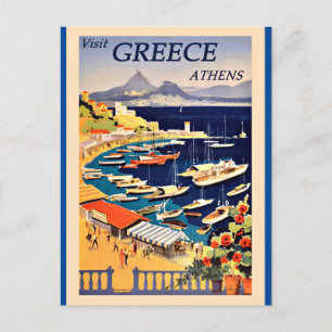 Besuchen Sie Griechenland, Vintage-Reiseposter, Po Postkarte