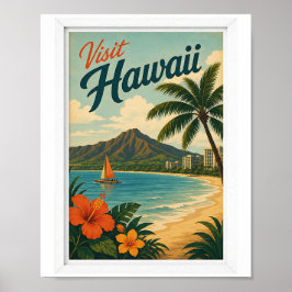Besuchen Sie Hawaii Reise Vintage Poster