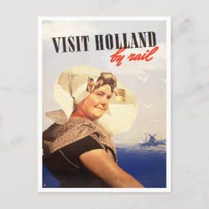 Besuchen Sie Holland mit der Bahn Vintage-Reise-Po Postkarte