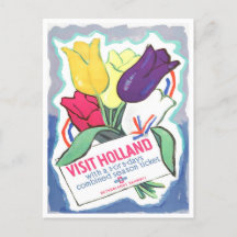 Besuchen Sie Holland Vintage-Reisepostkarte