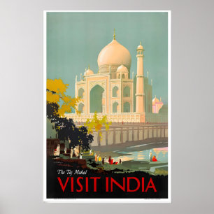 Besuchen Sie India Taj Mahal Unesco Vintage Reisep Poster