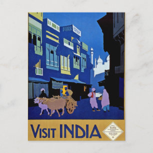 Besuchen Sie India Vintage Reise Kunst Postkarte