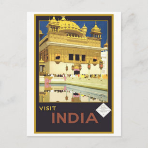 Besuchen Sie India Vintage Reise Kunst Postkarte