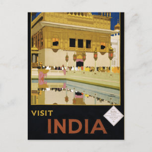 Besuchen Sie India Vintage Reiseplakat Restauriert Postkarte