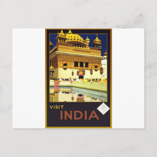 Besuchen Sie India Vintage Travel Poster Art Postkarte