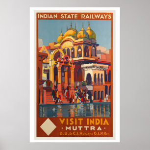 Besuchen Sie Indien Indische Staatsbahnen Vintage- Poster