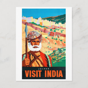 Besuchen Sie Indien, Jaipur, den Mann auf Wache. Postkarte