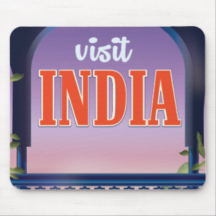 Besuchen Sie Indien Vintage-Reise Druck. Mousepad