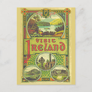 Besuchen Sie Irland einzigartige Vintage-Reise Postkarte