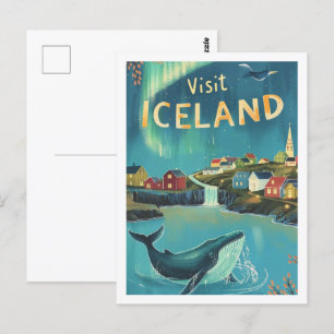 Besuchen Sie Island Vintage Berühmter Reiseort Postkarte