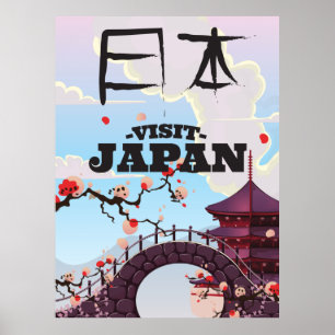 Besuchen Sie Japan Retro-Reiseplakat. Poster