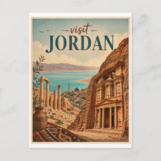 Besuchen Sie Jordan Travel Vintage Postkarte