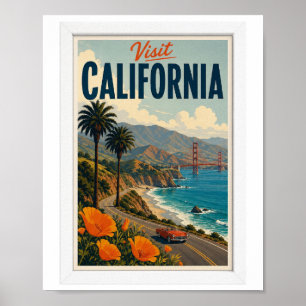 Besuchen Sie Kalifornien Reise Vintage Poster