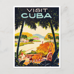 Besuchen Sie Kuba Vintage-Reisepostkarte Postkarte
