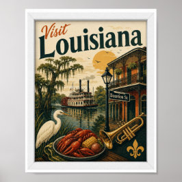 Besuchen Sie Louisiana Travel Vintage Poster