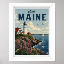 Besuchen Sie Maine Travel Vintage Poster