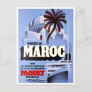 Besuchen Sie Marokko Vintage-Reise Postkarte
