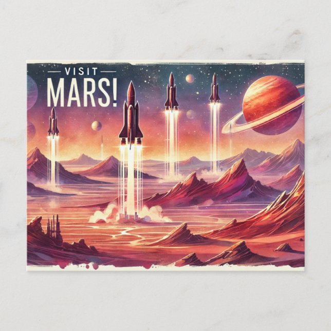 Besuchen Sie Mars! Postkarte (Vorderseite)