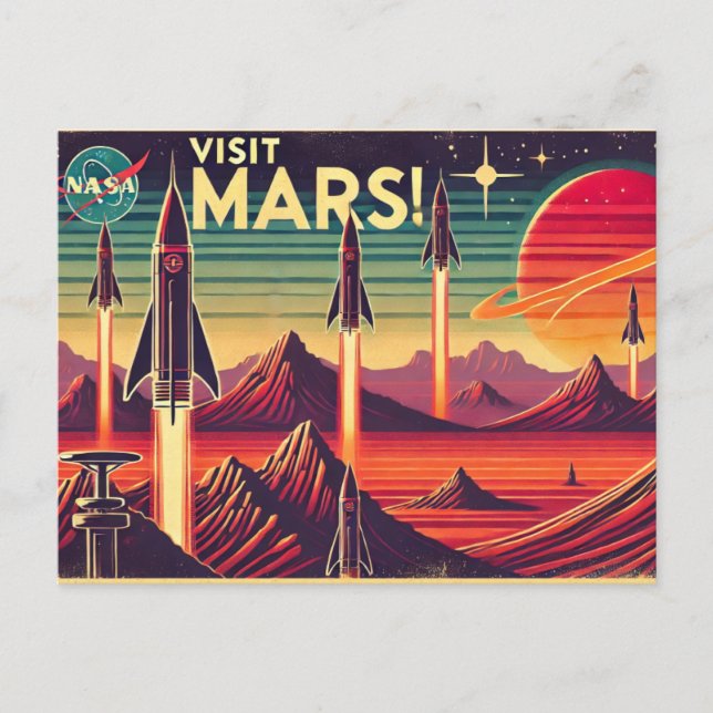 Besuchen Sie Mars! Postkarte (Vorderseite)
