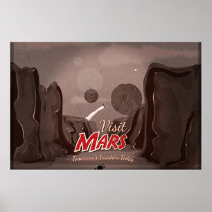 Besuchen Sie Mars Vintage Poster