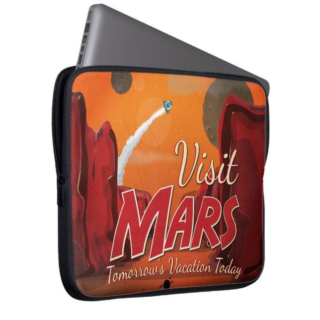 Besuchen Sie Mars Vintage Poster Laptopschutzhülle (Vorne Rechts)