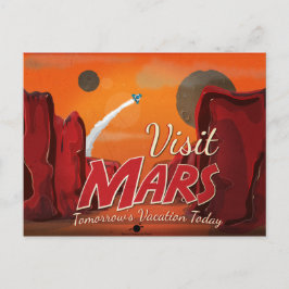 Besuchen Sie Mars Vintage Poster Postkarte
