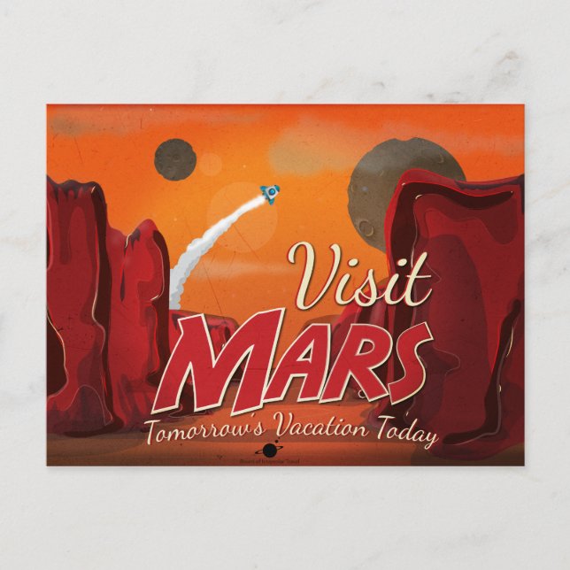 Besuchen Sie Mars Vintage Poster Postkarte (Vorderseite)