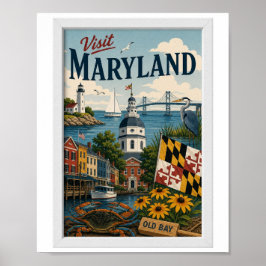 Besuchen Sie Maryland Reise Vintage Poster