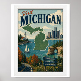 Besuchen Sie Michigan Travel Vintage Poster