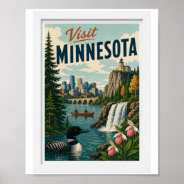 Besuchen Sie Minnesota Reise Vintage Poster