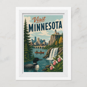 Besuchen Sie Minnesota Reise Vintage Postkarte